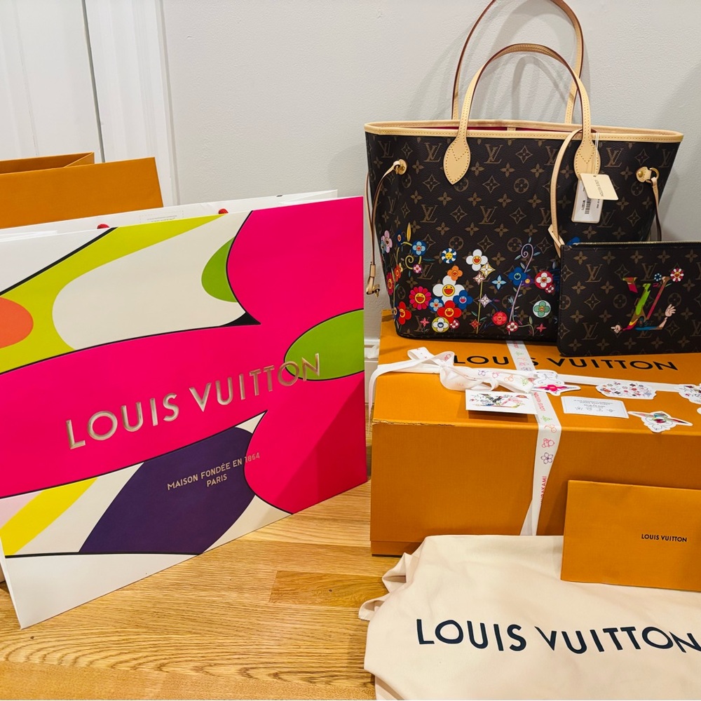***SOLD *** Louis Vuitton x Murakami 2025 Superflat Neverfull MM Bag- NWT - Picture 3 of 16